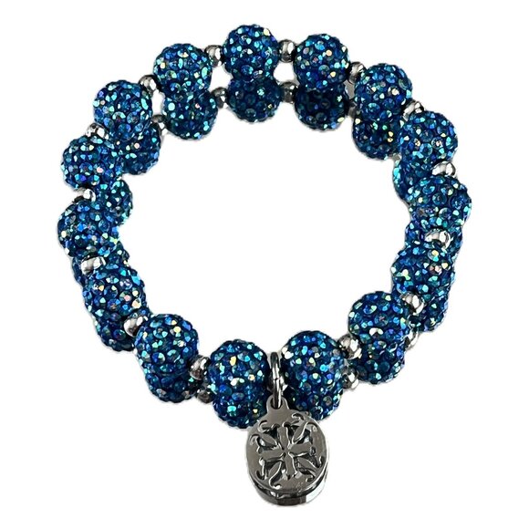 Rustic Cuff Metal Stainless Steel Shambala Beaded Stretch Bracelet multicolor - Picture 1 of 3